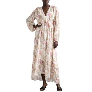 NWT The Kooples Silk Floral English Roses Maxi Dress Size 2 US M